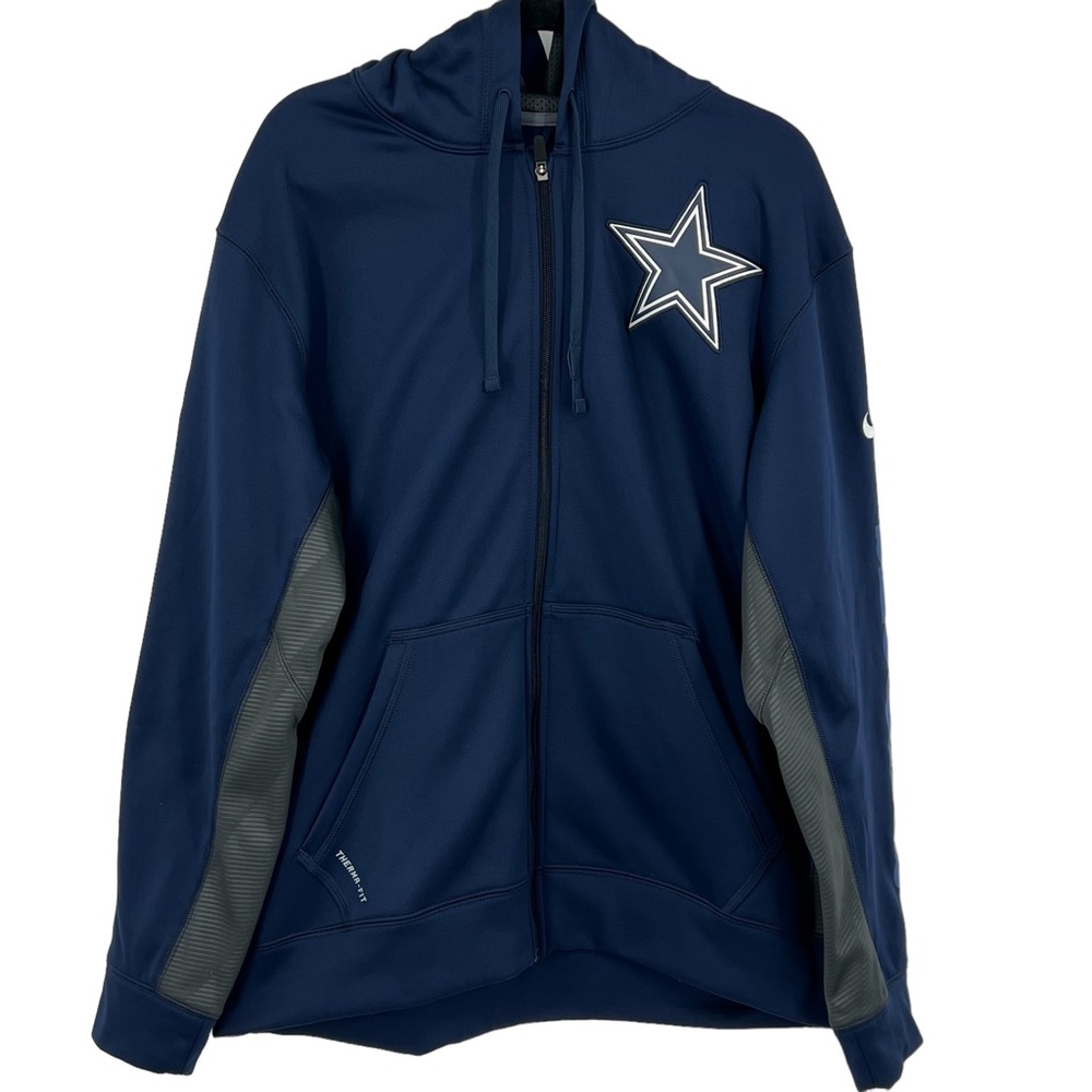 Men’s Nike Navy Dallas Cowboys Sideline Club Performance Full Zip Hoodie Size L